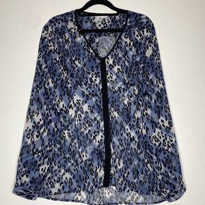 CAbi Fatale Animal Print Semi Sheer Leopard Print Blouse Women's Size Medium-977